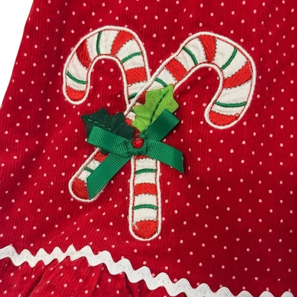 Rare Too! Girls 24M Red Christmas Dress Candy Cane Corduroy Holiday